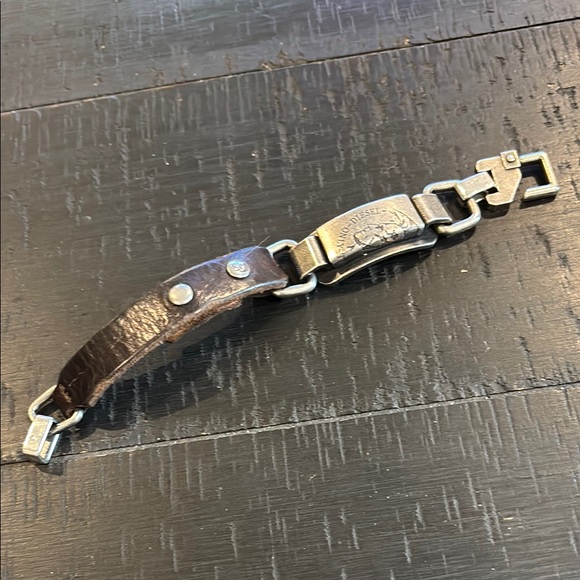 Diesel Other - Diesel Unisex Silver Steel and Brown Leather Bracelet